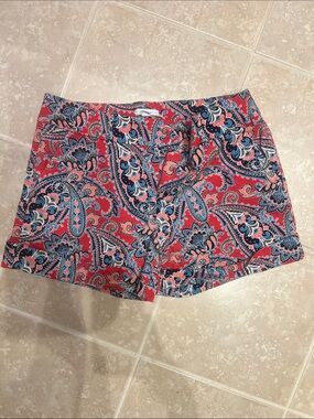 New York & Company Red Paisley Lined Shorts